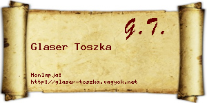 Glaser Toszka névjegykártya